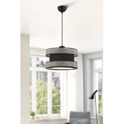 Luster na lane HALO 1xE27/60W/230V čierna/šedá