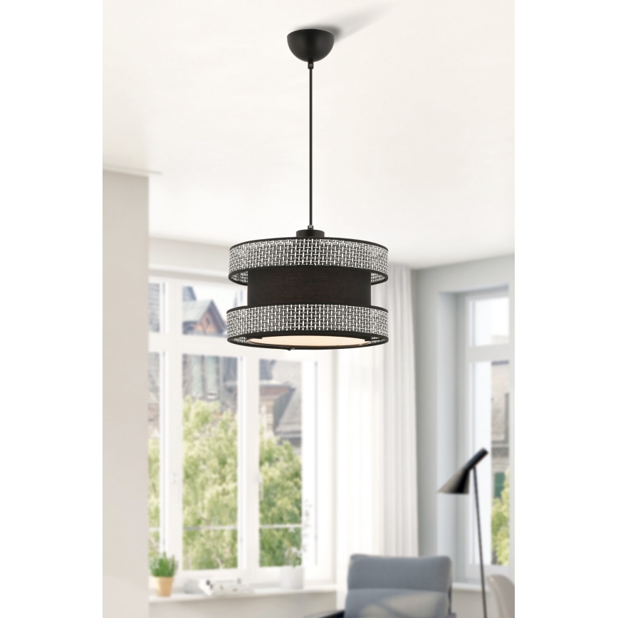 Luster na lane HALO 1xE27/60W/230V čierna/šedá