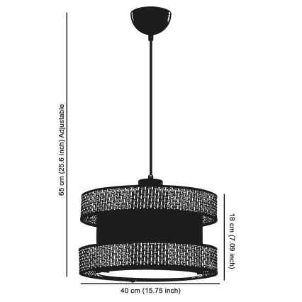 Luster na lane HALO 1xE27/60W/230V čierna/šedá