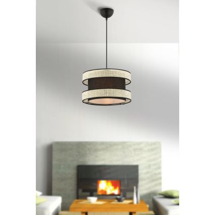 Luster na lane HALO 1xE27/60W/230V čierny/krémový