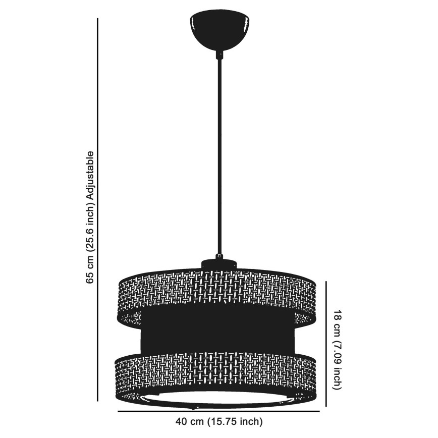 Luster na lane HALO 1xE27/60W/230V čierny/krémový
