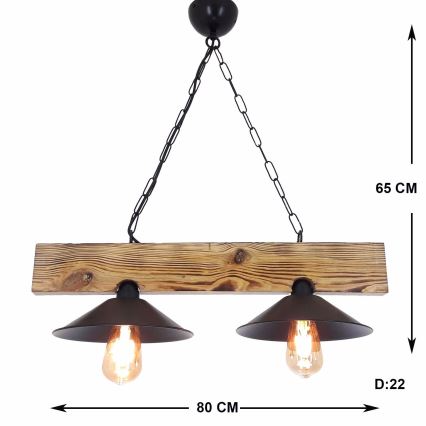 Luster na lane HEPSI 2xE27/40W/230V smrek orech