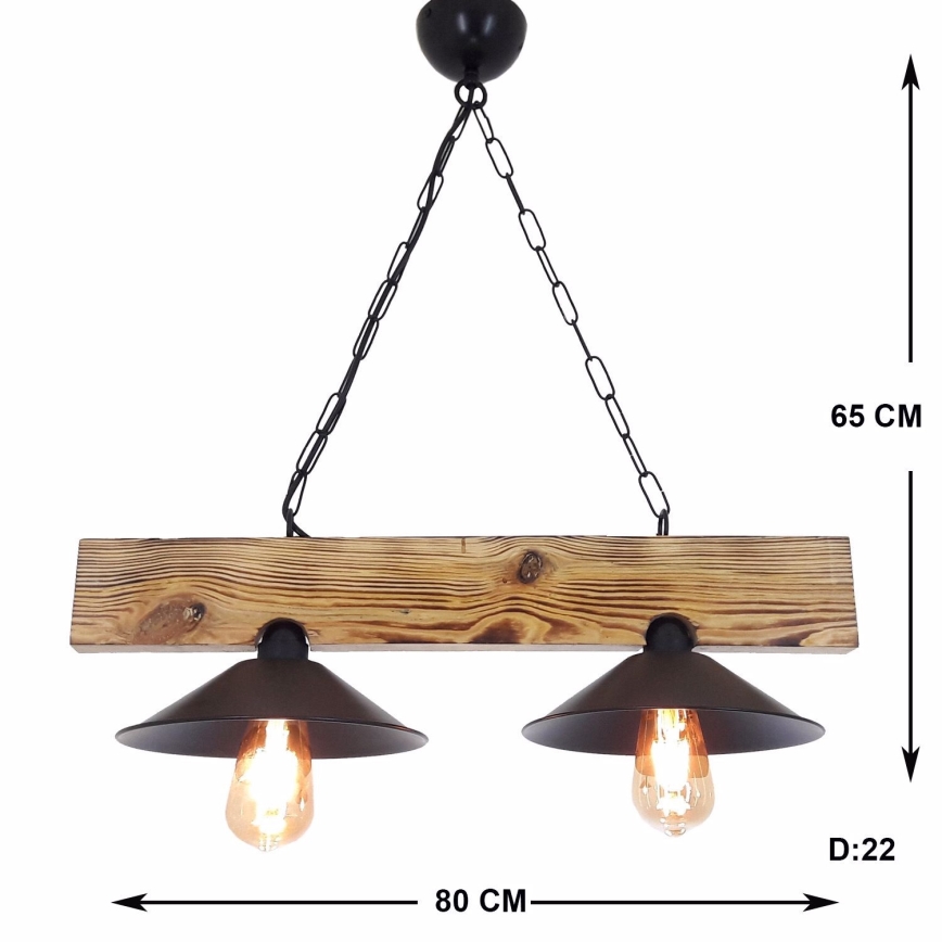 Luster na lane HEPSI 2xE27/40W/230V smrek orech