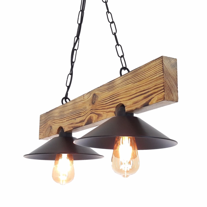 Luster na lane HEPSI 2xE27/40W/230V smrek orech