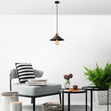 Luster na laně MANAVGAT 1xE27/40W/230V čierna/hnedá