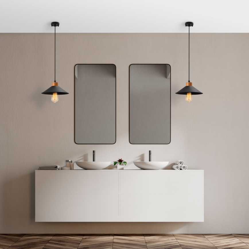 Luster na laně MANAVGAT 1xE27/40W/230V čierna/hnedá