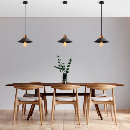 Luster na laně MANAVGAT 1xE27/40W/230V čierna/hnedá