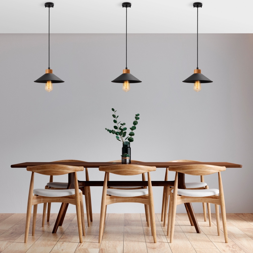 Luster na laně MANAVGAT 1xE27/40W/230V čierna/hnedá