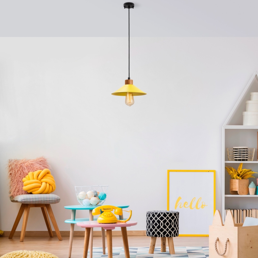 Luster na laně MANAVGAT 1xE27/40W/230V žltá/hnedá