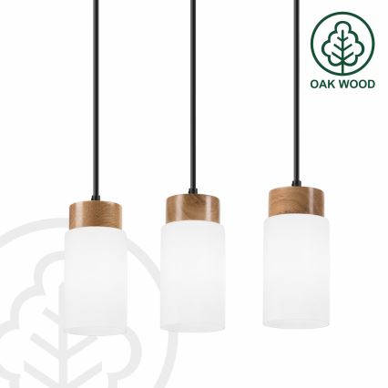 Luster na lane MARKUS 3xE27/15W/230V čierna/dub