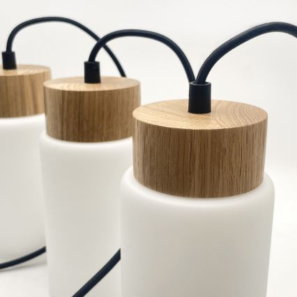 Luster na lane MARKUS 3xE27/15W/230V čierna/dub