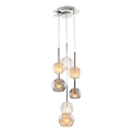 Luster na lane MUSCAT 7xE14/40W/230V dymový/zlatý/priehľadný