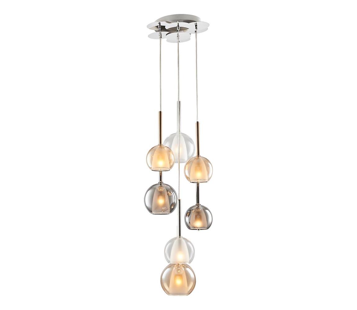 Luster na lane MUSCAT 7xE14/40W/230V dymový/zlatý/priehľadný 414LRC1301