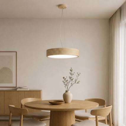 Luster na lane NATURAL MODERN 3xE27/15W/230V priemer 47,5 cm borovica