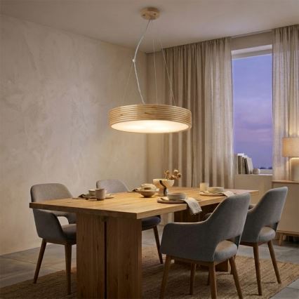 Luster na lane NATURAL MODERN 3xE27/15W/230V priemer 47,5 cm borovica
