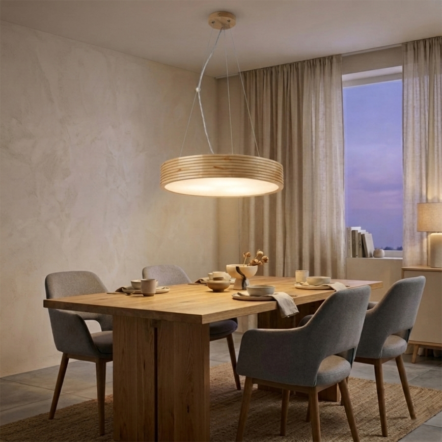 Luster na lane NATURAL MODERN 3xE27/15W/230V priemer 47,5 cm borovica