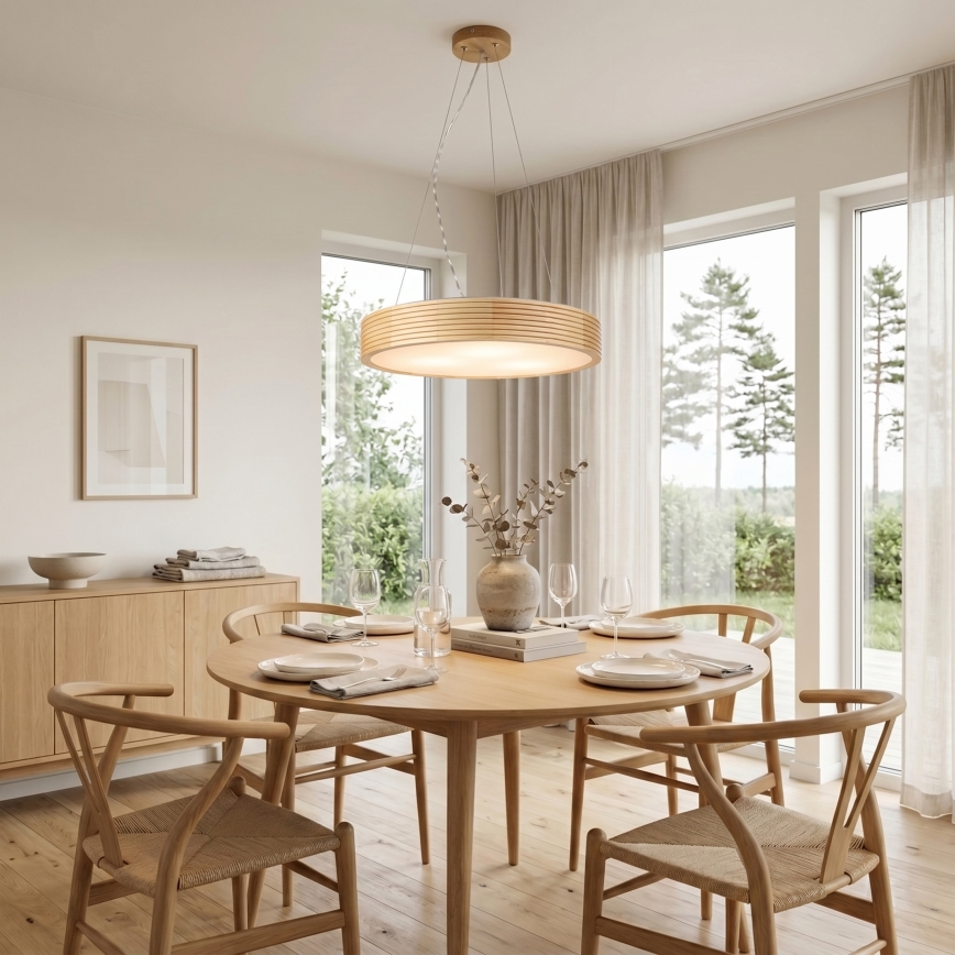 Luster na lane NATURAL MODERN 3xE27/15W/230V priemer 47,5 cm borovica