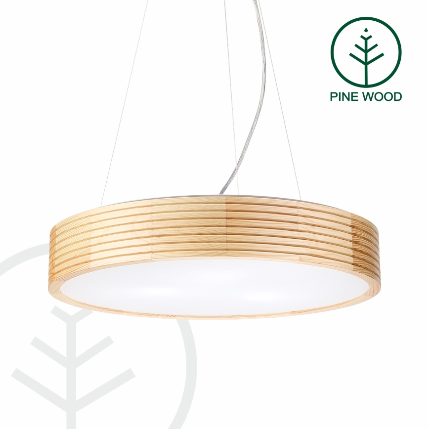 Luster na lane NATURAL MODERN 3xE27/15W/230V priemer 47,5 cm borovica