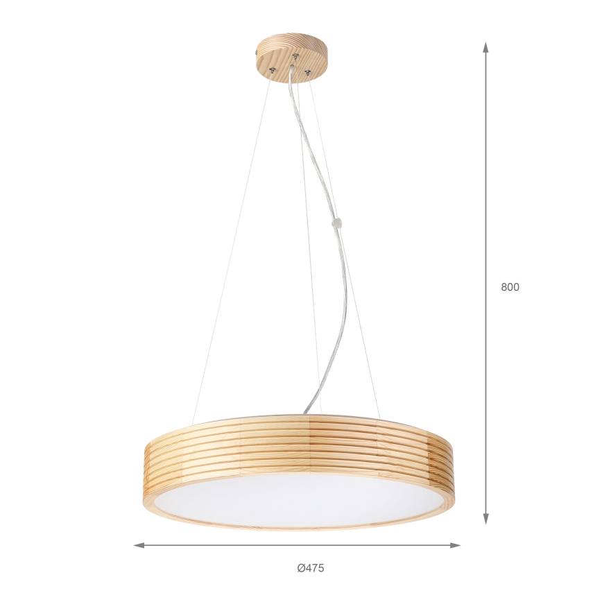 Luster na lane NATURAL MODERN 3xE27/15W/230V priemer 47,5 cm borovica