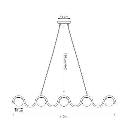 Luster na lane SINUS 5xG9/8W/230V čierna