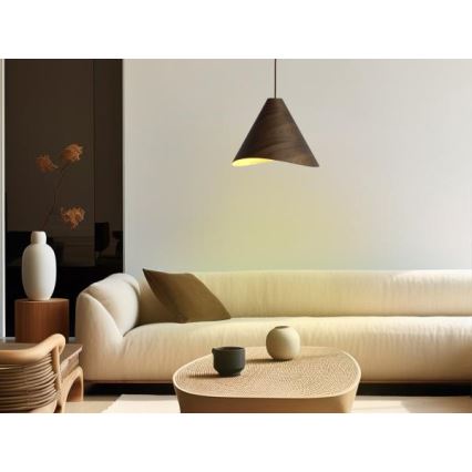 Luster na lankách 1x E27 (max. 60 W) / 230 V, priemer 33 cm, masív/orech/kaučukovník