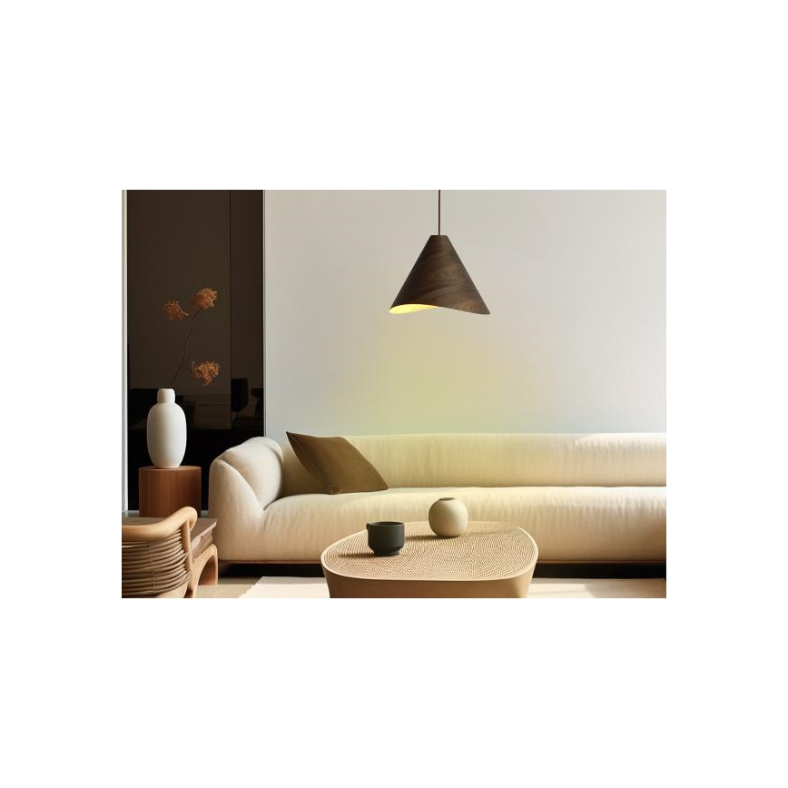 Luster na lankách 1x E27 (max. 60 W) / 230 V, priemer 33 cm, masív/orech/kaučukovník