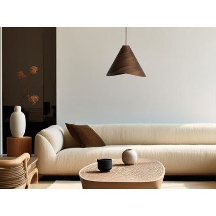 Luster na lankách 1x E27 (max. 60 W) / 230 V, priemer 33 cm, masív/orech/kaučukovník