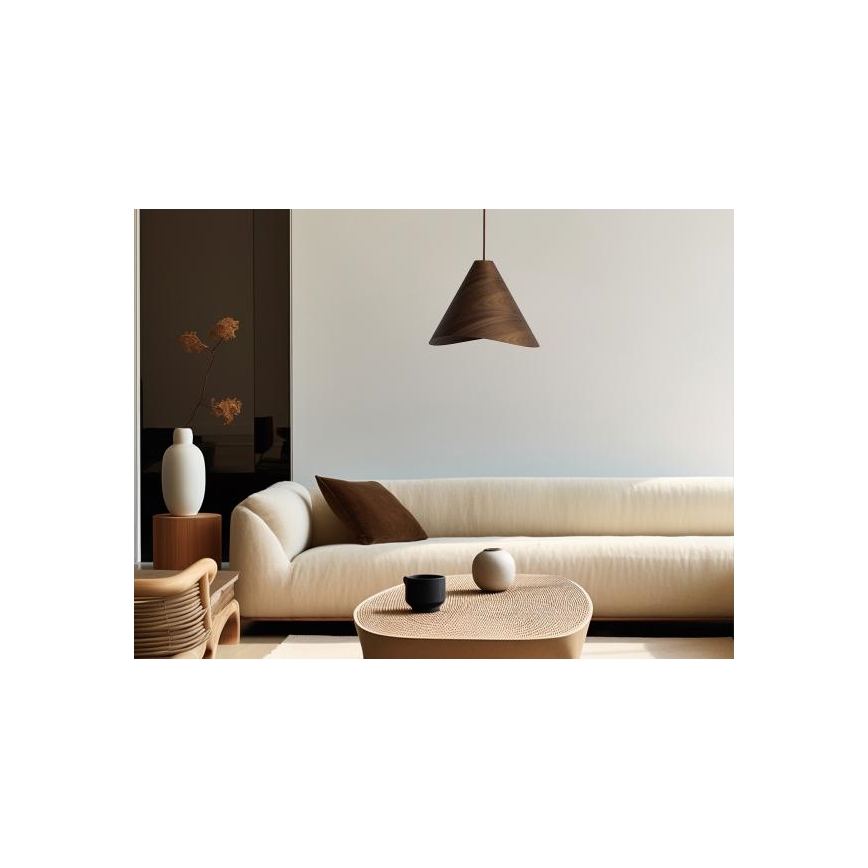 Luster na lankách 1x E27 (max. 60 W) / 230 V, priemer 33 cm, masív/orech/kaučukovník