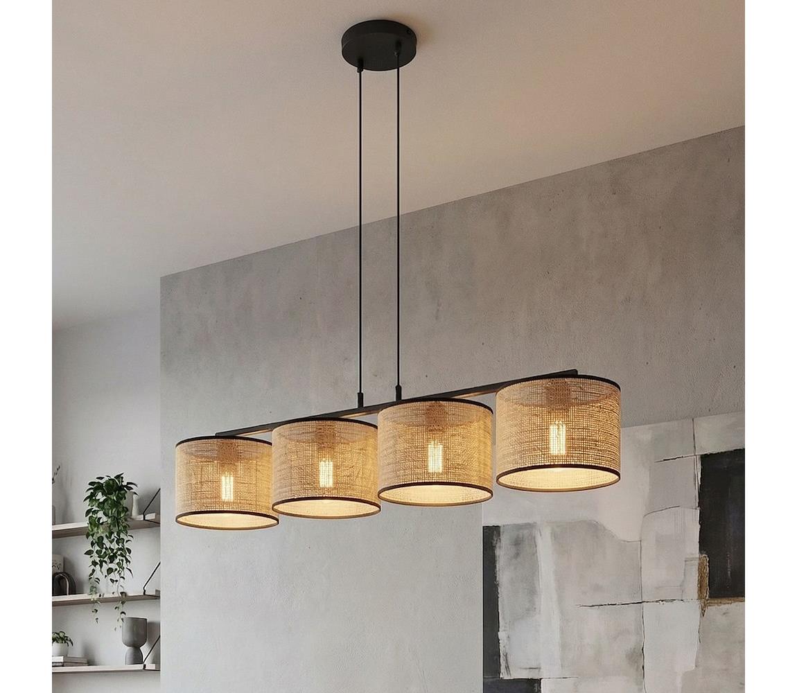 EMIBIG Luster na lankách ECO 4xE27/15W/230V béžová/ratan 1654/4