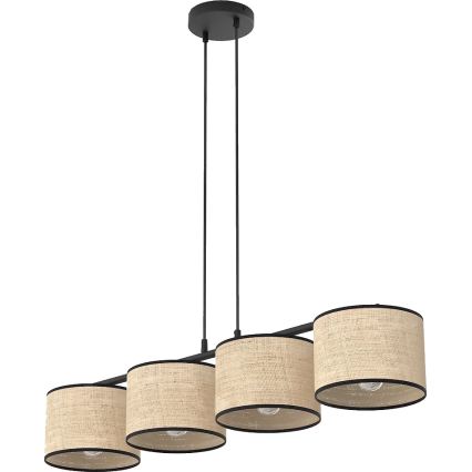 Luster na lankách ECO 4xE27/15W/230V béžová/ratan