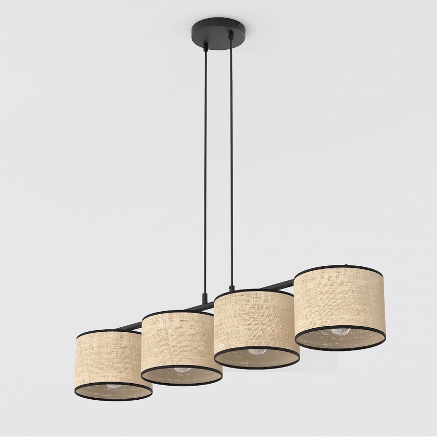 Luster na lankách ECO 4xE27/15W/230V béžová/ratan