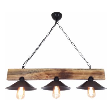 Luster na lankách HEPSI 3xE27/40W/230V smrek/orech
