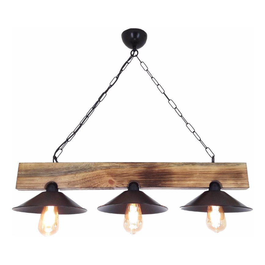 Luster na lankách HEPSI 3xE27/40W/230V smrek/orech