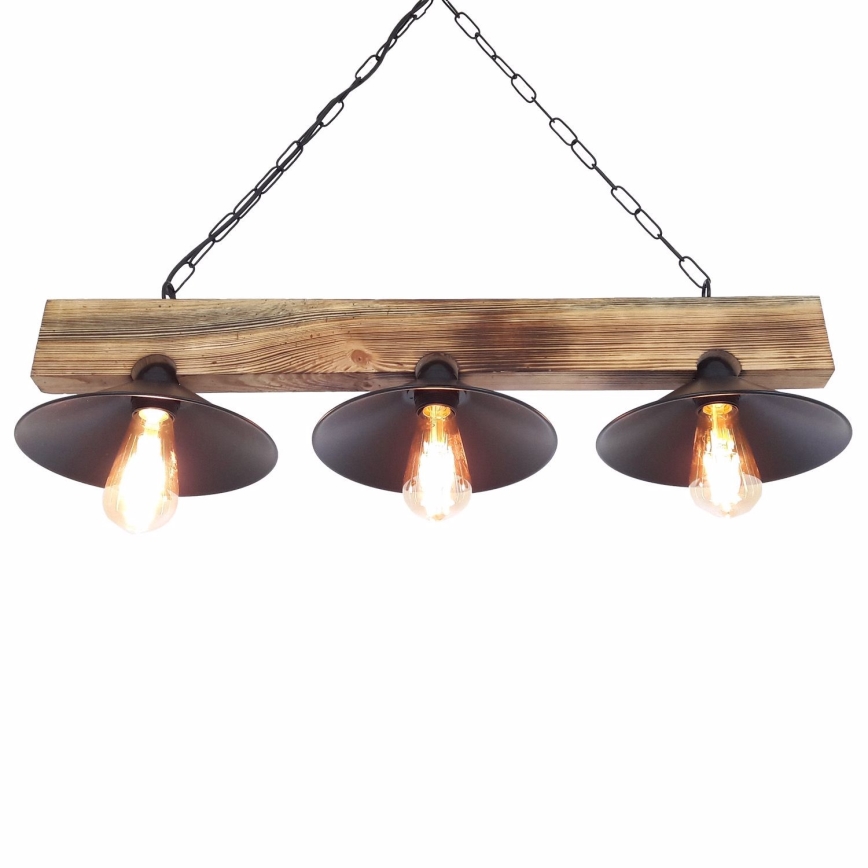 Luster na lankách HEPSI 3xE27/40W/230V smrek/orech