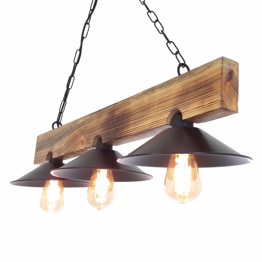 Luster na lankách HEPSI 3xE27/40W/230V smrek/orech