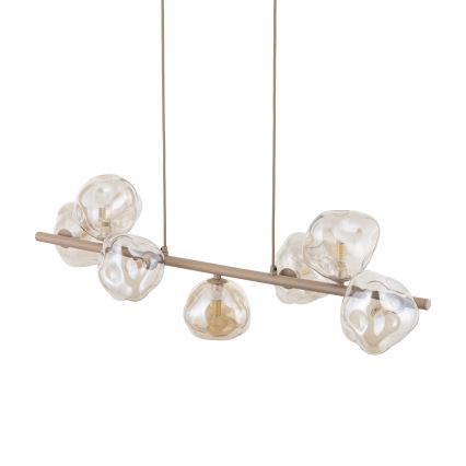 Luster na lankách LAVA 7xG9/8W/230V béžová/dymová béžová
