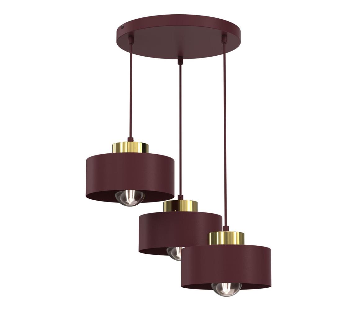 Luster na lankách MARTI 3xE27/15W/230V bordový/zlatý 9703A