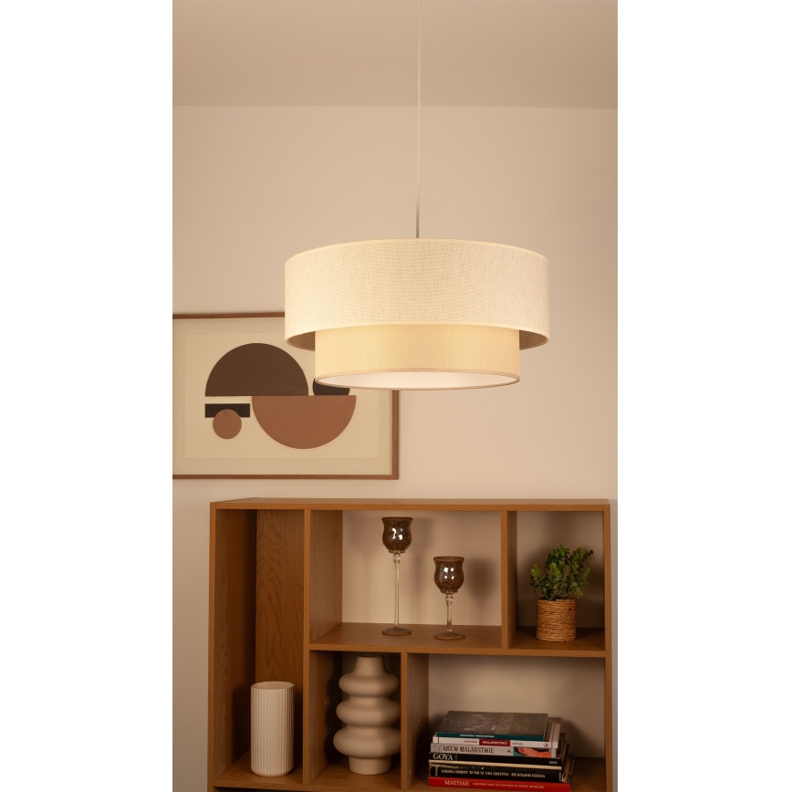 Luster na lankách NATIA 1xE27/60W/230V, priemer 45 cm, krémový
