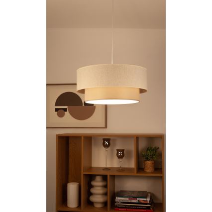 Luster na lankách NATIA 1xE27/60W/230V, priemer 45 cm, krémový