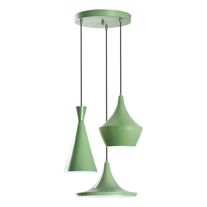 Luster na lankách TOM 3xE27/40W/230V zelený