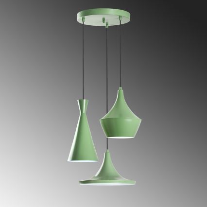 Luster na lankách TOM 3xE27/40W/230V zelený