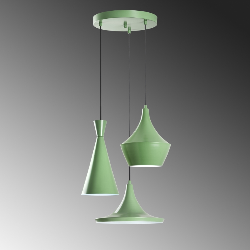 Luster na lankách TOM 3xE27/40W/230V zelený