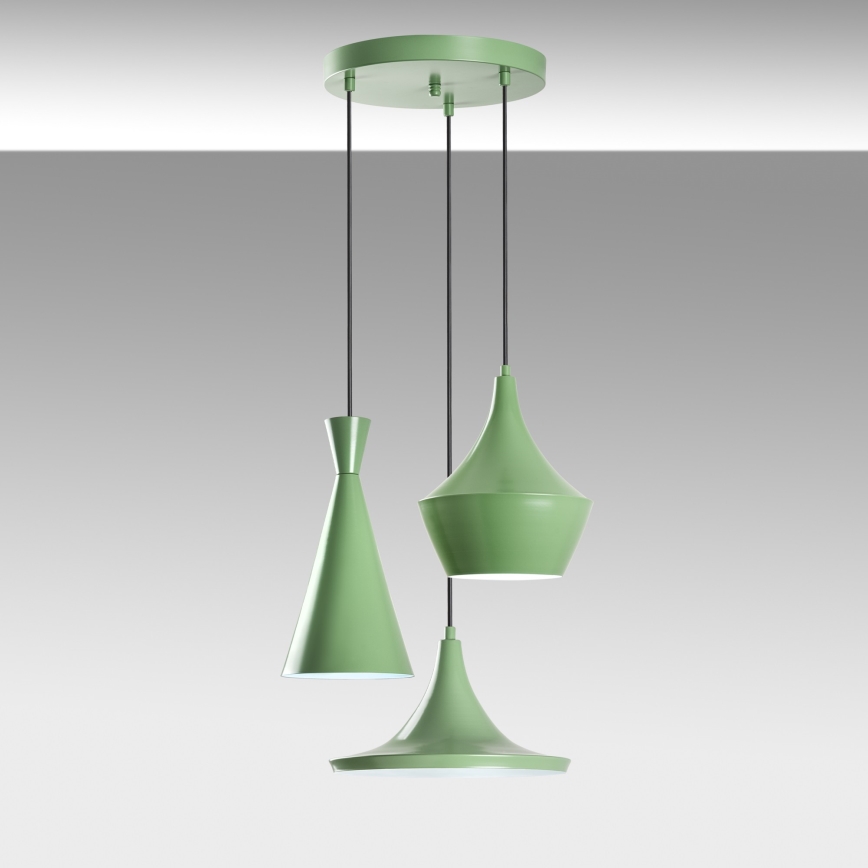 Luster na lankách TOM 3xE27/40W/230V zelený