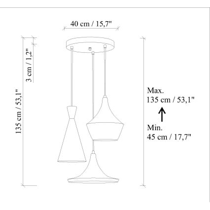 Luster na lankách TOM 3xE27/40W/230V zelený