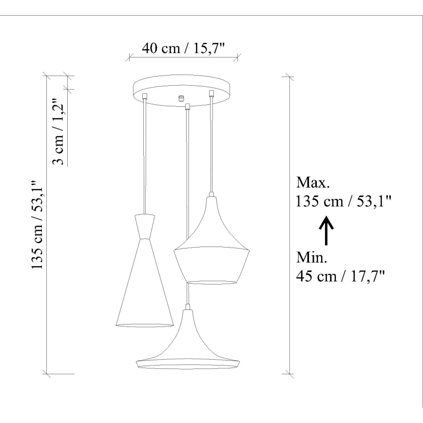 Luster na lankách TOM 3xE27/40W/230V zelený