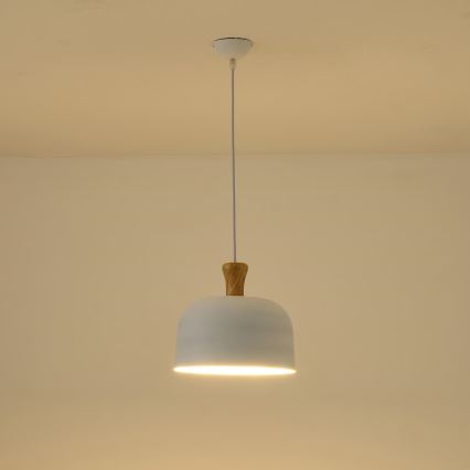 Luster na lanku 1xE27/15W/230V biela pr. 27 cm