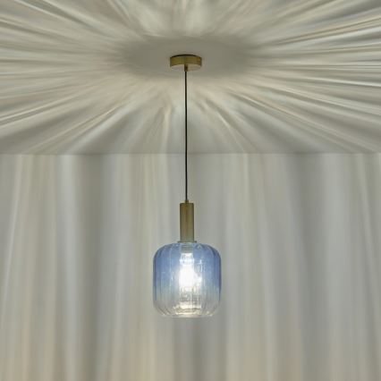 Luster na lanku 1xE27/15W/230V modrá/dymová pr. 20 cm