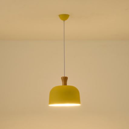 Luster na lanku 1xE27/15W/230V žltá pr. 27 cm