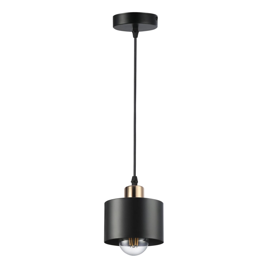 Luster na lanku 1xE27/35W/230V pr. 12 cm čierna/zlatá