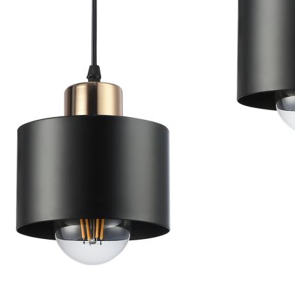 Luster na lanku 1xE27/35W/230V pr. 12 cm čierna/zlatá